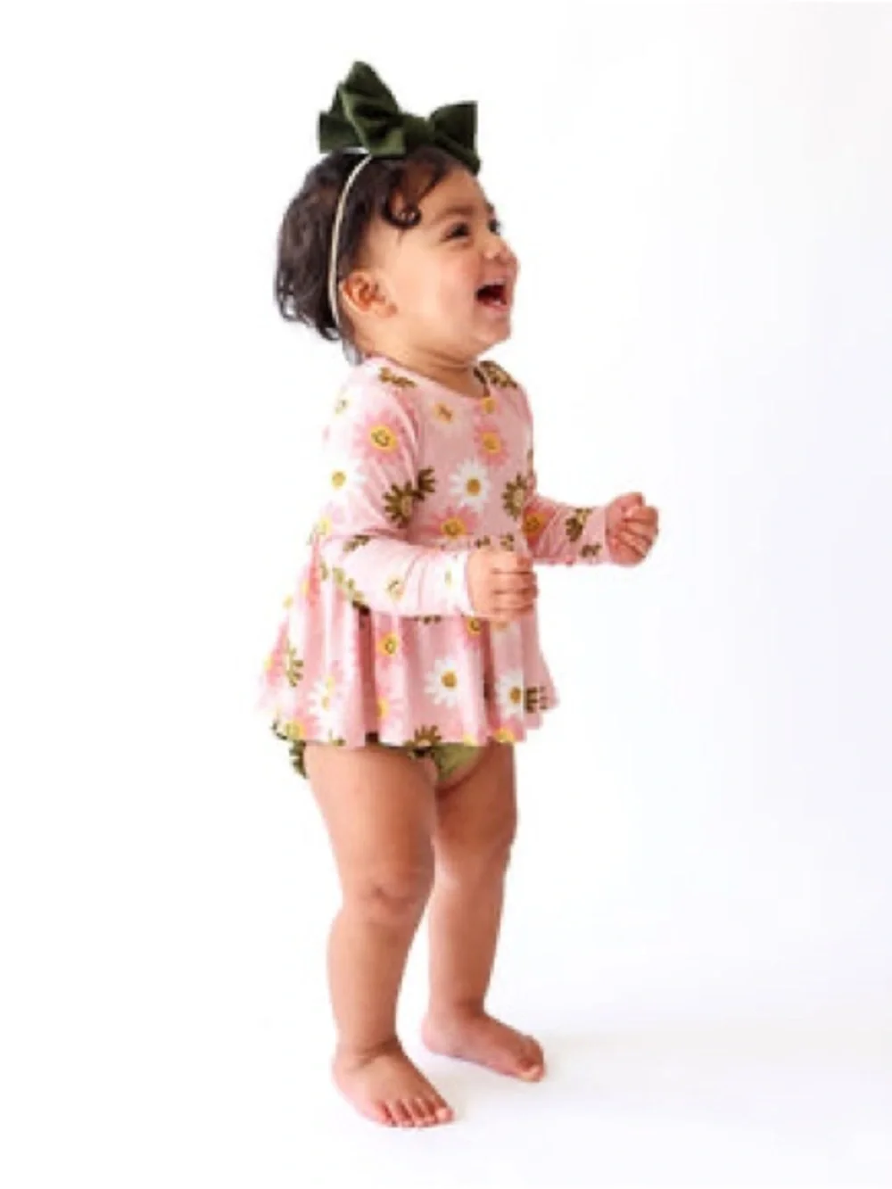 Posh Peanut Fall Flower Power Long Sleeve Peplum Ruffled Bummie Set